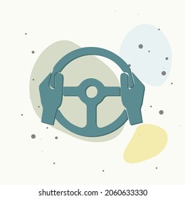 Vector icon of car steering wheel and driver's hands. Layers grouped for easy editing illustration. For your design.