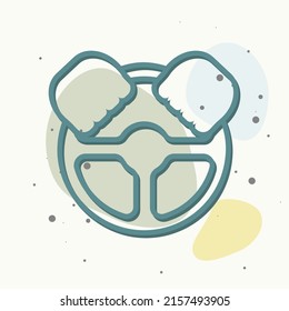 Vector icon of car steering wheel on multicolored background. Layers grouped for easy editing illustration. For your design.