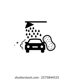 Vector icon of a Car wash with water spray and sponge