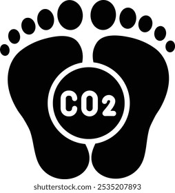 Ícone vetorial da pegada de carbono. Uma pegada de CO2 representa o impacto ambiental das emissões de carbono. Ideal para campanhas de conscientização sobre as mudanças climáticas e sustentabilidade.