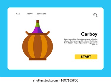 Vector icon of carboy. Vineyard, wine, alcoholic drink. Wine production concept. Can be used for topics like drinks, winery, alcoholic beverage store