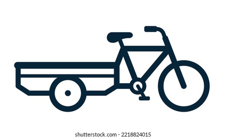 Vector icon of cargo bike or delivery bicycle with transportation bed or platform for business