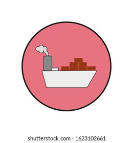 vector icon, cargo ship with containers