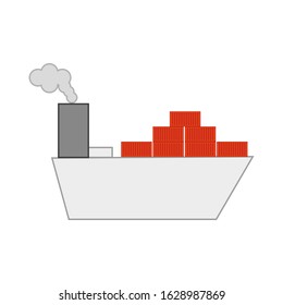 vector icon, cargo ship with containers