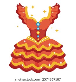 Vector icon of Carnival costume with ruffles and jewels