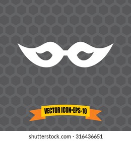 Vector Icon of Carnival Eye Mask Icon Masquerade on Dark Gray Background. Eps.10.