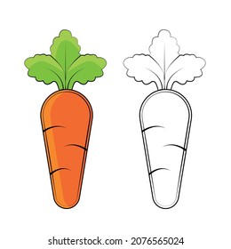 vector icon of carrot. carrot fruit in flat illustration