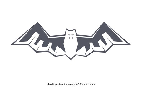 Vector icon of cartoon bat character isolated on white background.