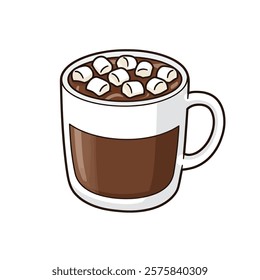 Vector icon: 
A Cartoon of a Cup of Hot Chocolate With Marshmallows