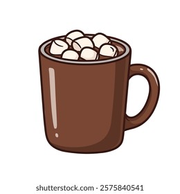 Vector icon: A Cartoon of a Cup of Hot Chocolate With Marshmallows.