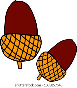 vector icon cartoon illustration of an acorn