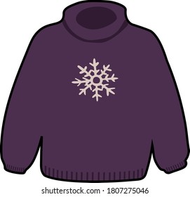 Vector icon cartoon illustration with a sweater. Winter holidays design elements