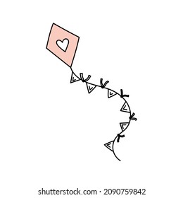 vector icon of cartoon kite, doodle, isolated