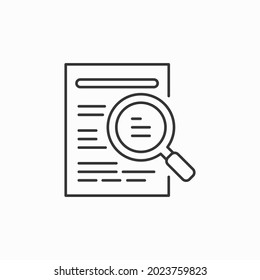 vector icon case study on white background. Magnifying glass over document vector icon. Searching on the list logo. vector illustration. vector isolated.