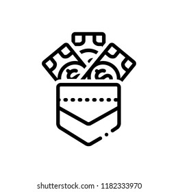 Icono del vector para la salida de efectivo