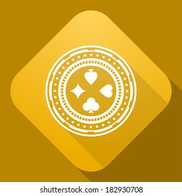 Vector icon of Casino Chip with a long shadow