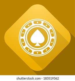 Vector icon of Casino Chip with a long shadow 