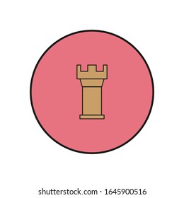 vector icon, castle tower on white background