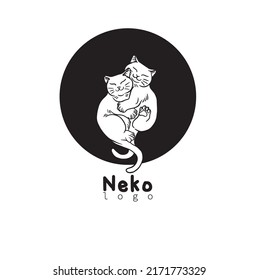 Vector icon of a cat animal logo with an adorable pose