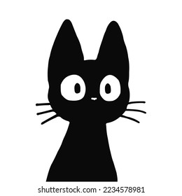 Vector icon cat. Black and white cat, white background.