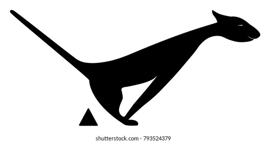 Vector icon for cat toilet. Defecation of a cat on a white background.