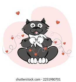 Vector Icon. Cat's Story Valentine’s Design suitable for: Posters, Prints, Websites, Cards, Planner Stickers and Inserts, Digital Planners, Posters, Invitations, Stationery, Scrapbooking materials etc