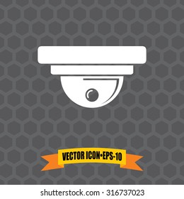 Vector Icon of CCTV Surveillance on Dark Gray Background. Eps.10.