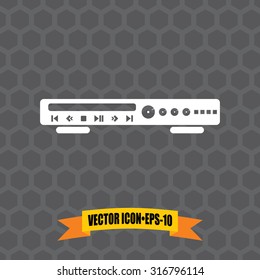 Vector Icon of CD/DVD Player on Dark Gray Background. Eps.10.