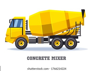 Vector Icon Of Cement Truck With Pump Hose