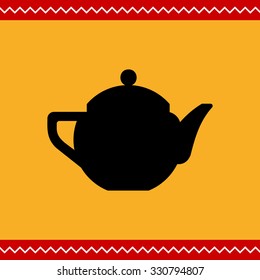 Vector icon of ceramic  teapot with cover