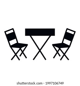Silla de icono del vector sobre fondo blanco. Dos sillones y una mesita. Sala de estar, cafetería, diseño de mobiliario de cocina, moderno vectores de elementos interiores del hogar. Caricatura de estilo plano. 