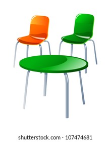 Vektorsymbol-Sessel und -tisch