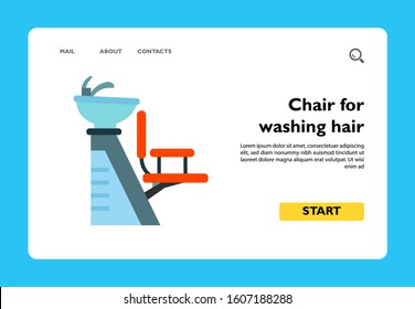 Vector icon of chair for washing hair with basin. Hairstylist, barbershop, hairdressing salon. Hairdresser tools concept. Can be used for topics like service industry, beauty service, beauty salon