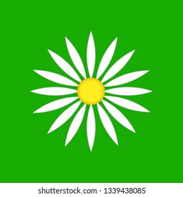 Vector icon chamomile on green backgraund. Eps 10