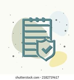 Vector icon check board. Data security, insurance policy on multicolored background. Layers grouped for easy editing illustration. For your design.