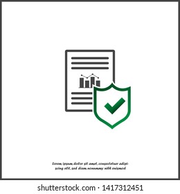 Vector icon check board on white isolated background. Data security, insurance policy