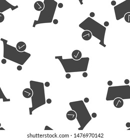 Vector icon check cart on white isolated background seamless pattern on a white background.