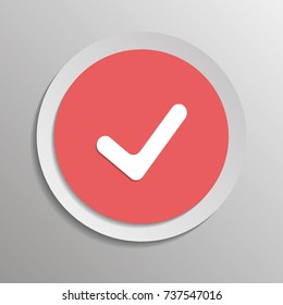 Vector icon check. Vector illustration on a sticker with shadow design