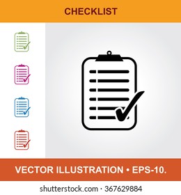 Vector Icon Of Check List With Title & Small Multicolored Icons. Eps-10.