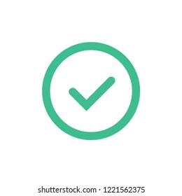 vector icon. check mark in the circle. green icon yes. OK.