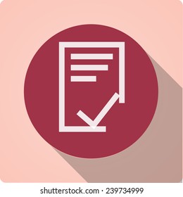 Vector icon "check" on a red circle with a long shadow