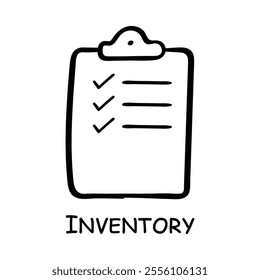  Vector icon for Checklist. A clipboard with checkmarks indicating task completion and inventory management.