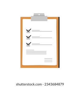 Vector icon checklist . Concept of successful task completion, time management. Checklist on clipboard paper. Successfully complete business tasks.