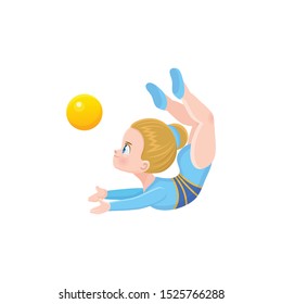 vector icon of a cheerful cute athletic gymnast girl 