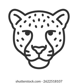 Vector icon of cheetah face in modern linear style.