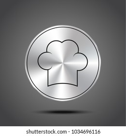 vector icon chef cap metallic isolated on dark background