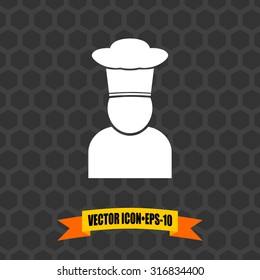 Vector Icon of Chef on Dark Gray Background. Eps.10.