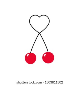 Vector icon cherries in love. Happy Valentine's day. Eps 10