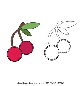 vector icon of cherry. cherry in flat illustration.