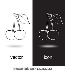 Vector icon cherry on black and white background